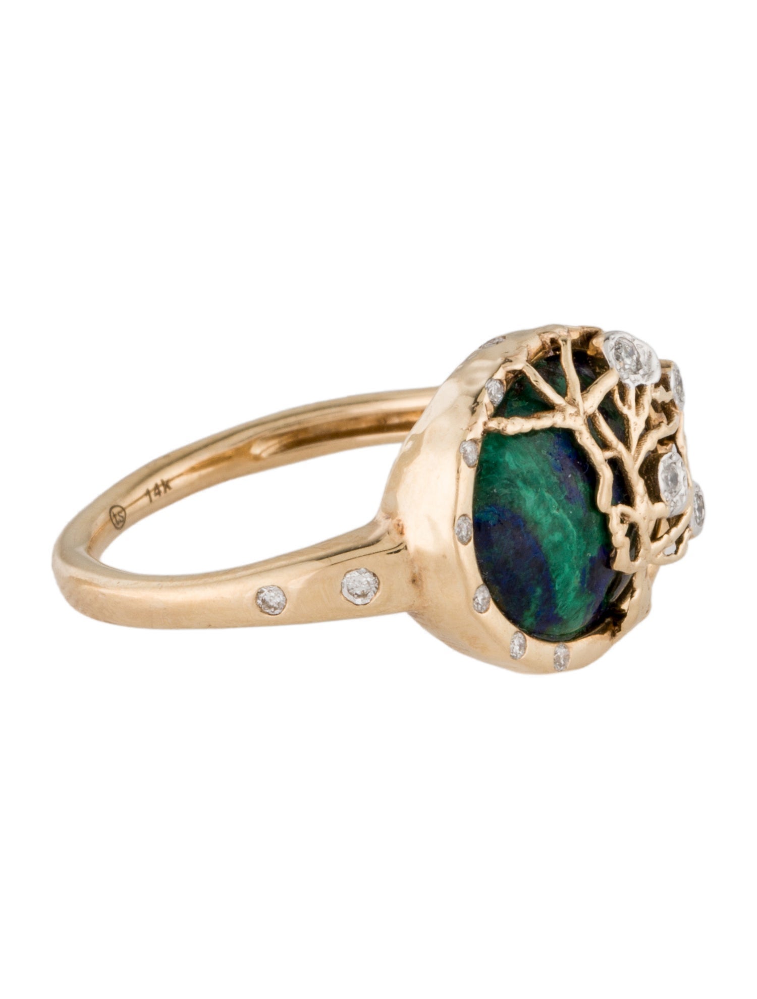 Three Stories 14K Azurmalachite & Diamond Cocktail Ring
