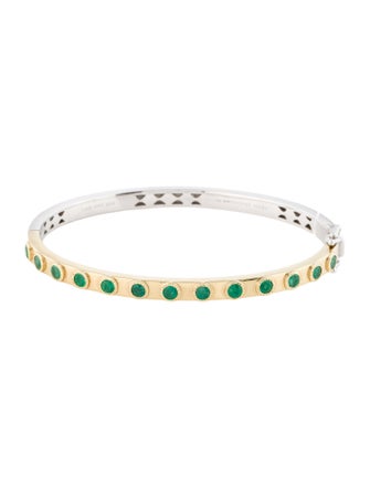 Three Stories 1.02ctw Emerald & Diamond Bangle Bracelet