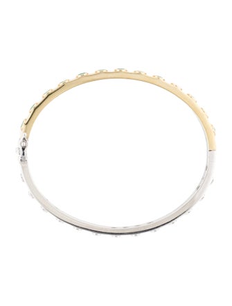 Three Stories 1.02ctw Emerald & Diamond Bangle Bracelet