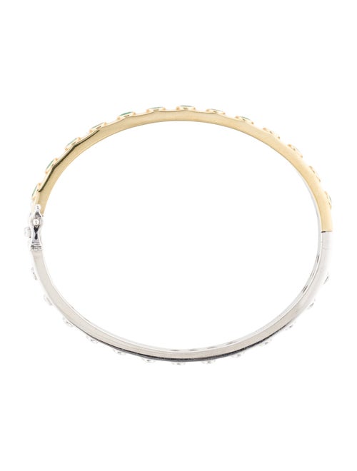 Three Stories 1.02ctw Emerald & Diamond Bangle Bracelet