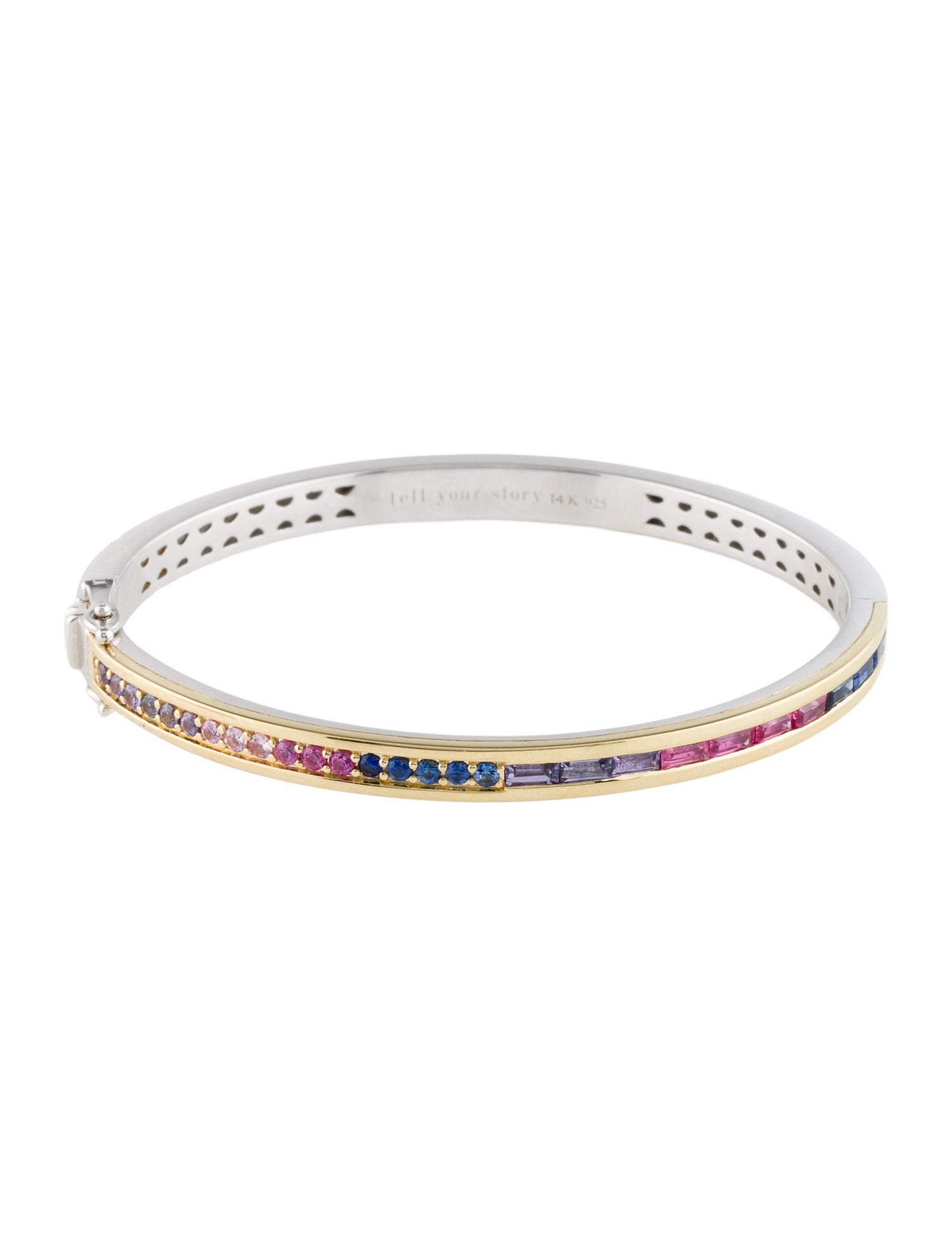 Three Stories 1.84ctw Sapphire Two-Toned Rainbow Bangle Bracelet