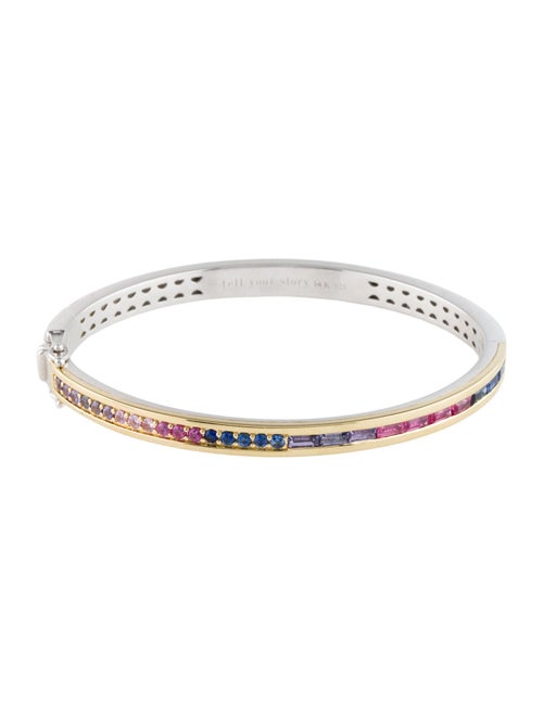 Three Stories 1.84ctw Sapphire Two-Toned Rainbow Bangle Bracelet