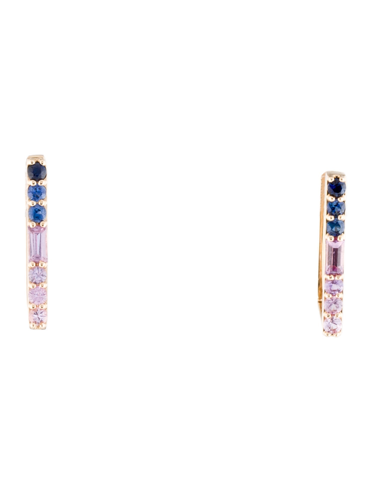 Three Stories 14K Sapphire & Diamond Two-Sided Rectangular Hoop Earrings