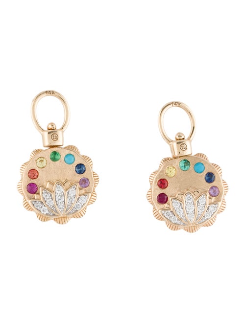 Three Stories 14K Multistone & Diamond Spirtual Lotus Flower Convertible Charms