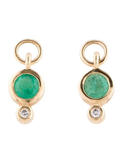 Three Stories 14K Diamond & Emerald Tiny Earring Enhancers