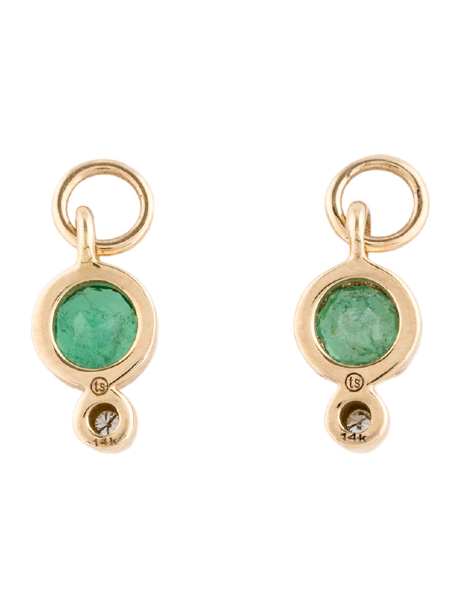 Three Stories 14K Diamond & Emerald Tiny Earring Enhancers