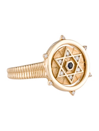 Three Stories 14K Hamsa and Star of David Double Sided Flip Ring