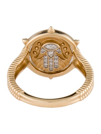 Three Stories 14K Hamsa and Star of David Double Sided Flip Ring