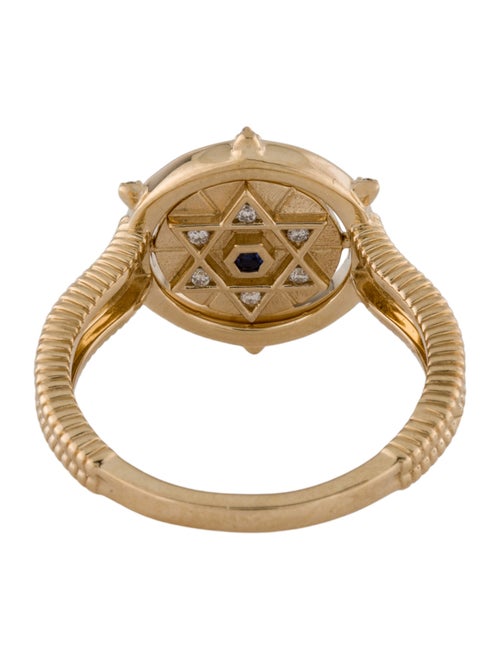 Three Stories 14K Sapphire & Diamond Hamsa & Star of David Double Sided Flip Ring