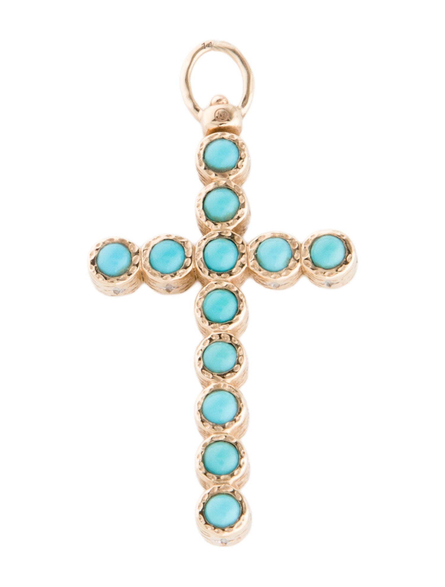 Three Stories Diamond & Turquoise Double-Sided Cross Pendant