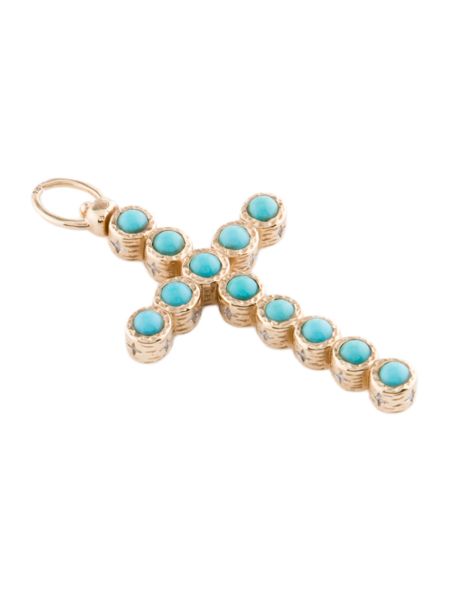 Three Stories Diamond & Turquoise Double-Sided Cross Pendant