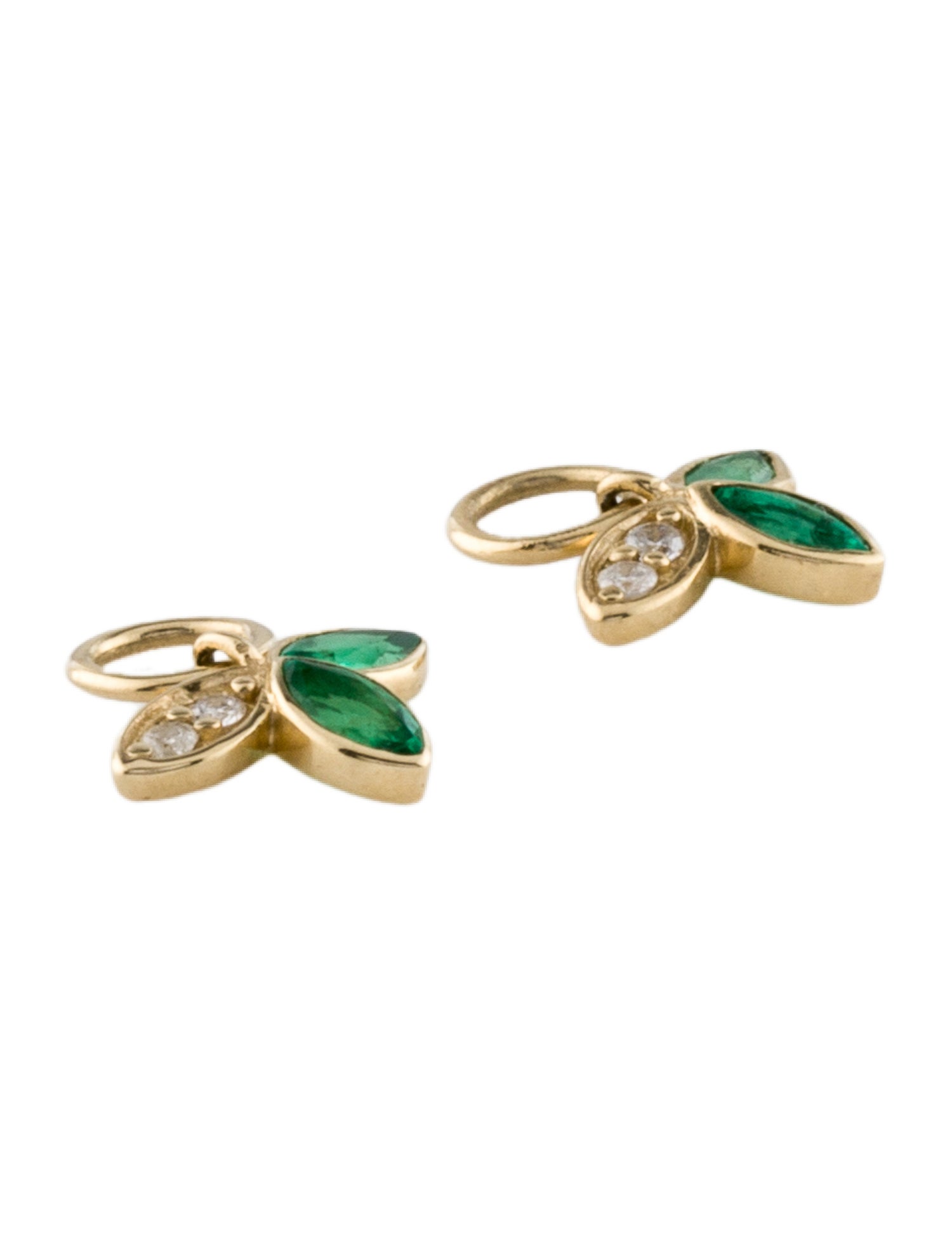 Three Stories 14K Diamond & Emerald Charms
