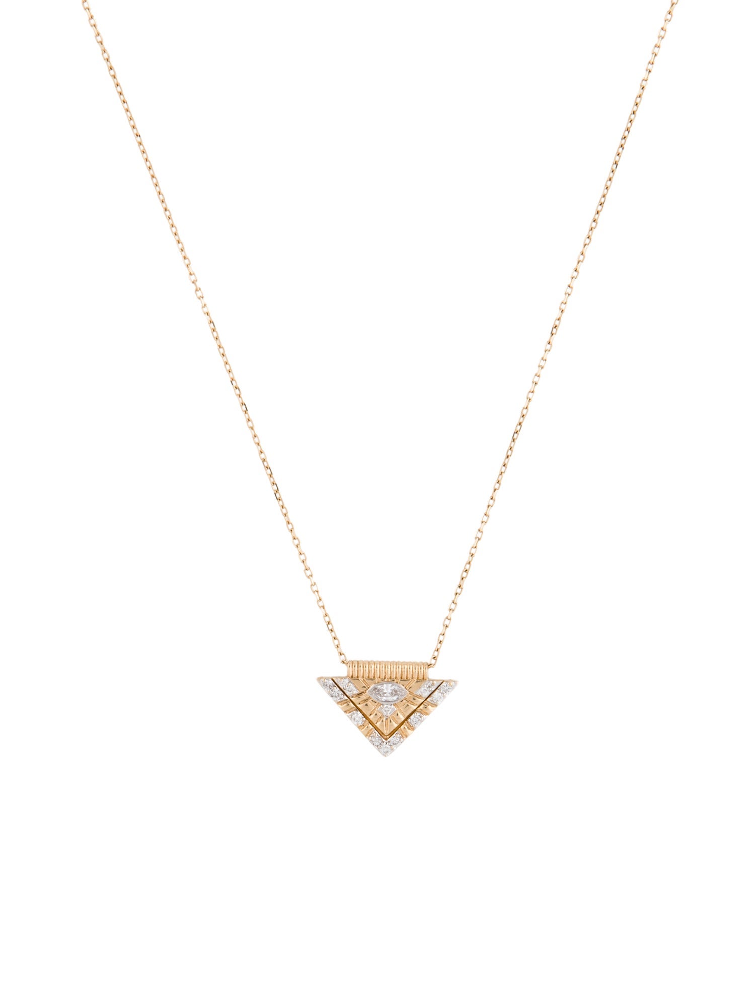 Three Stories 14K Diamond Triangular Pendant Necklace