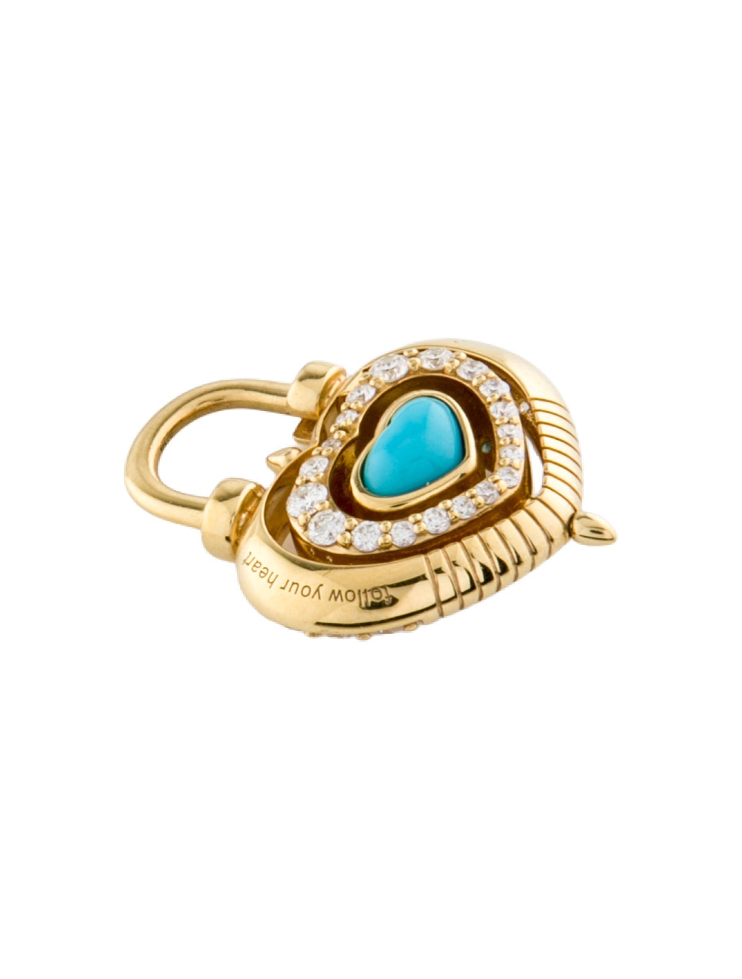 Three Stories 14K Sapphire Rainbow & Diamond Heart Spinning Lock Pendant