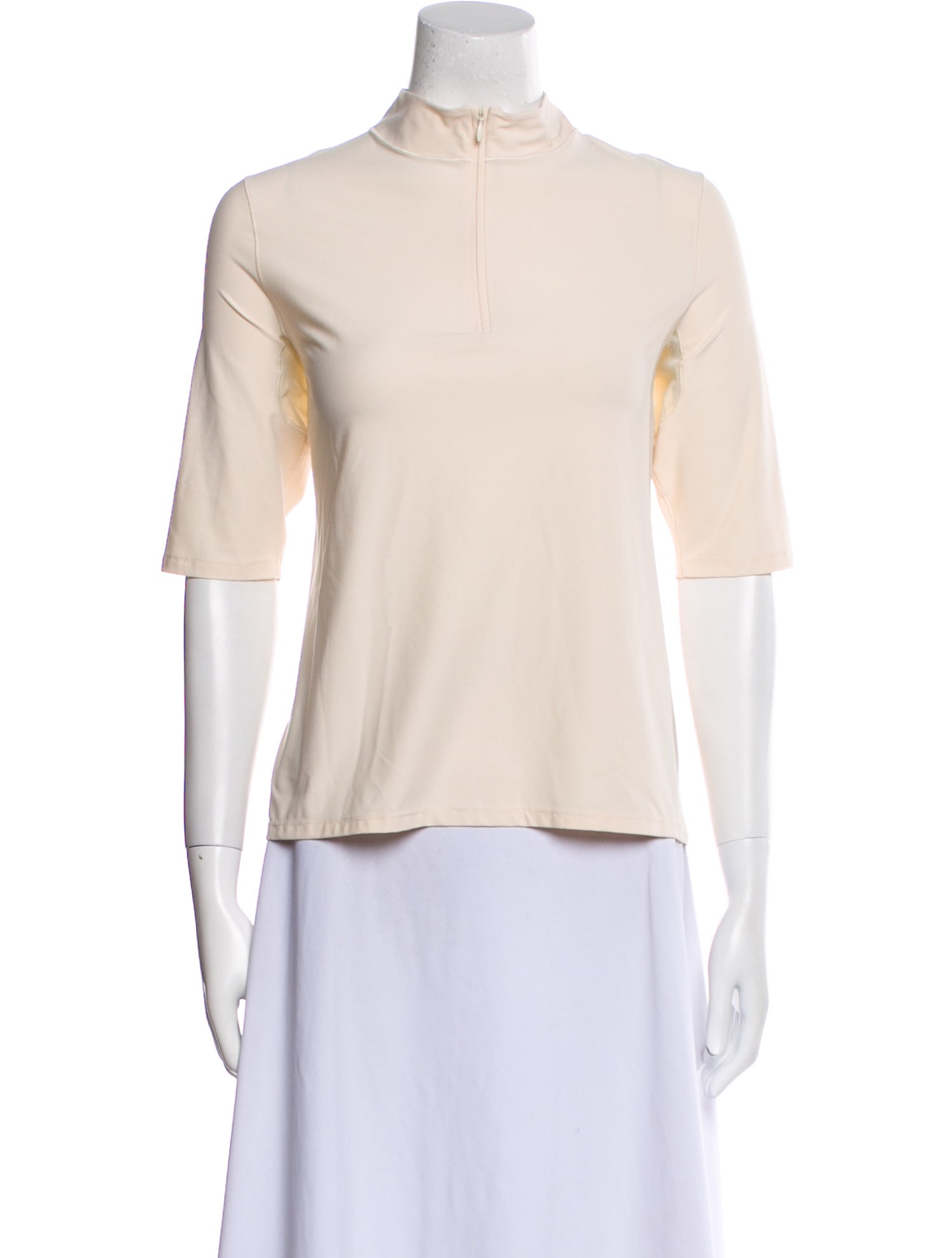 F.Words Silk Mock Neck Top