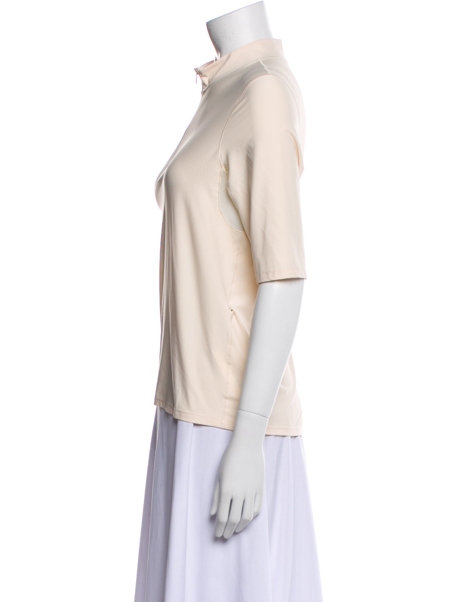 F.Words Silk Mock Neck Top