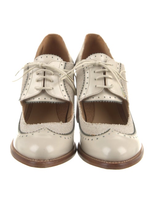 The Office of Angela Scott Leather Colorblock Pattern Pumps