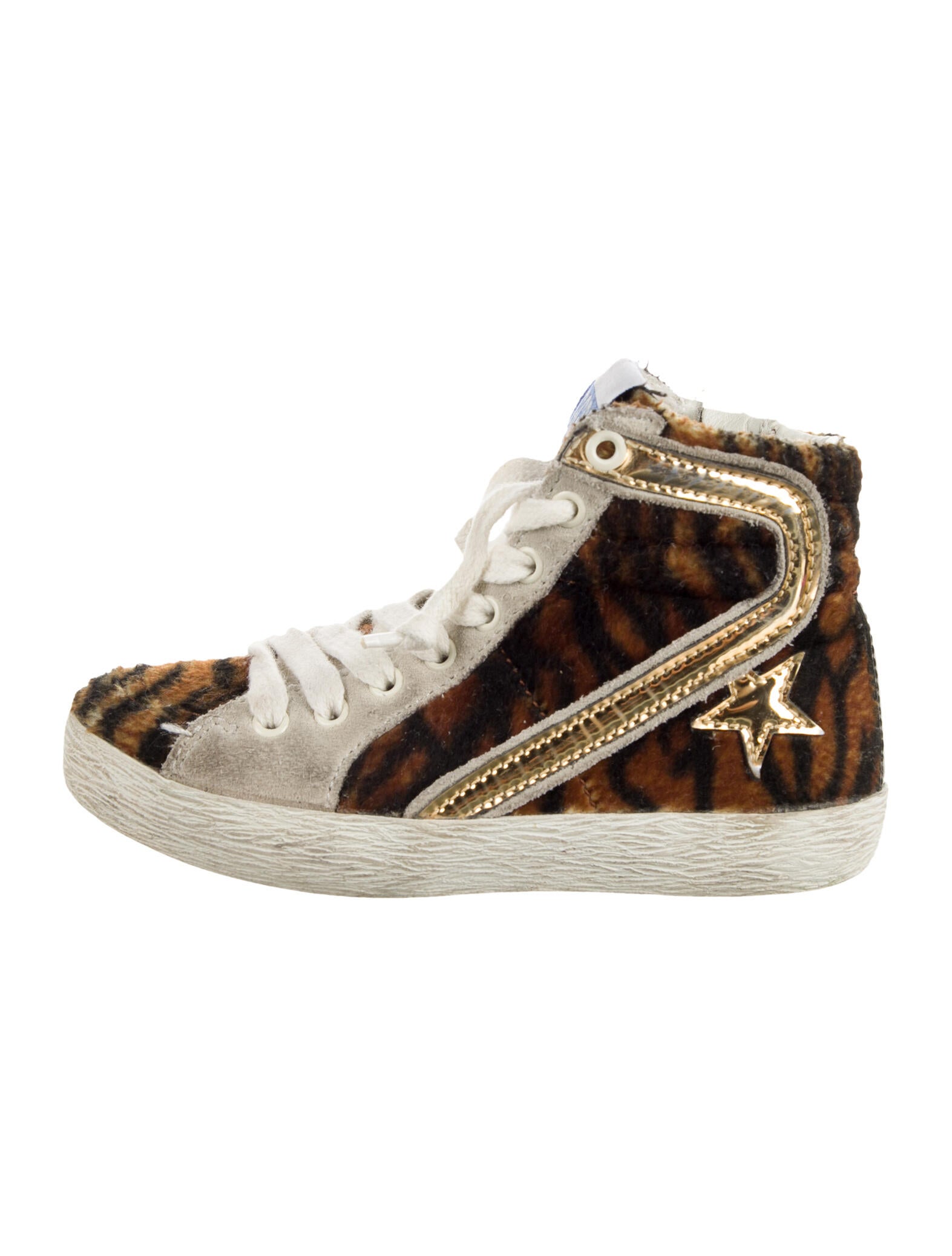 Golden Goose Girls HighTop Animal PRint Sneakers Brown Sizes 26