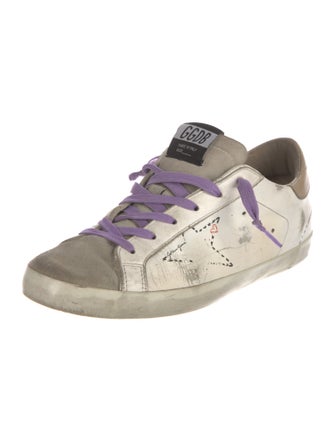 Golden Goose Leather Printed Sneakers