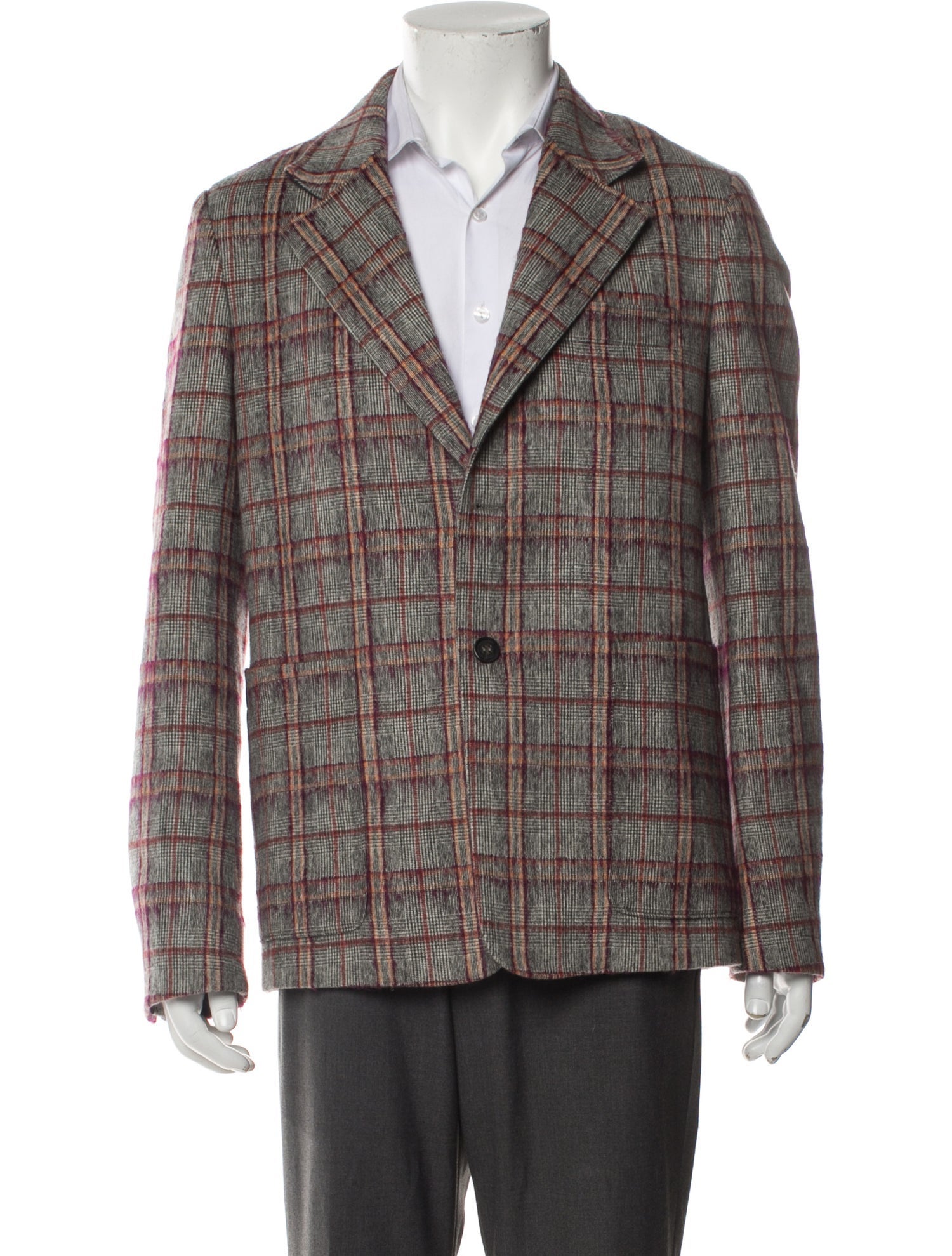 Golden Goose Virgin Wool Plaid Print Blazer