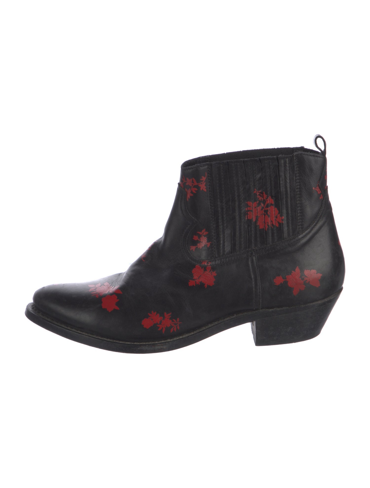 Golden Goose Leather Floral Print Western Boots