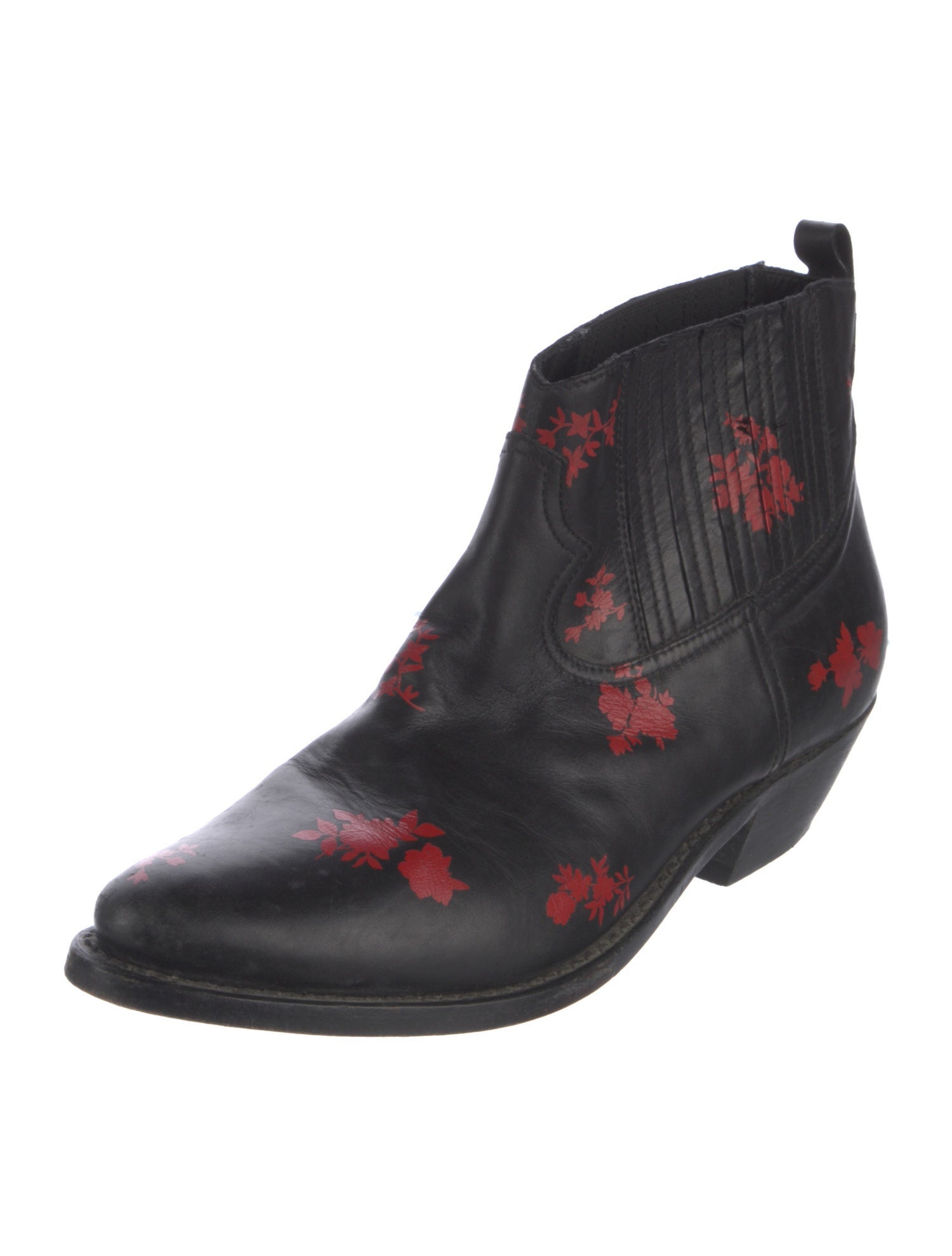 Golden Goose Leather Floral Print Western Boots