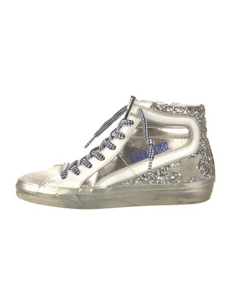 Golden Goose Leather Printed Wedge Sneakers