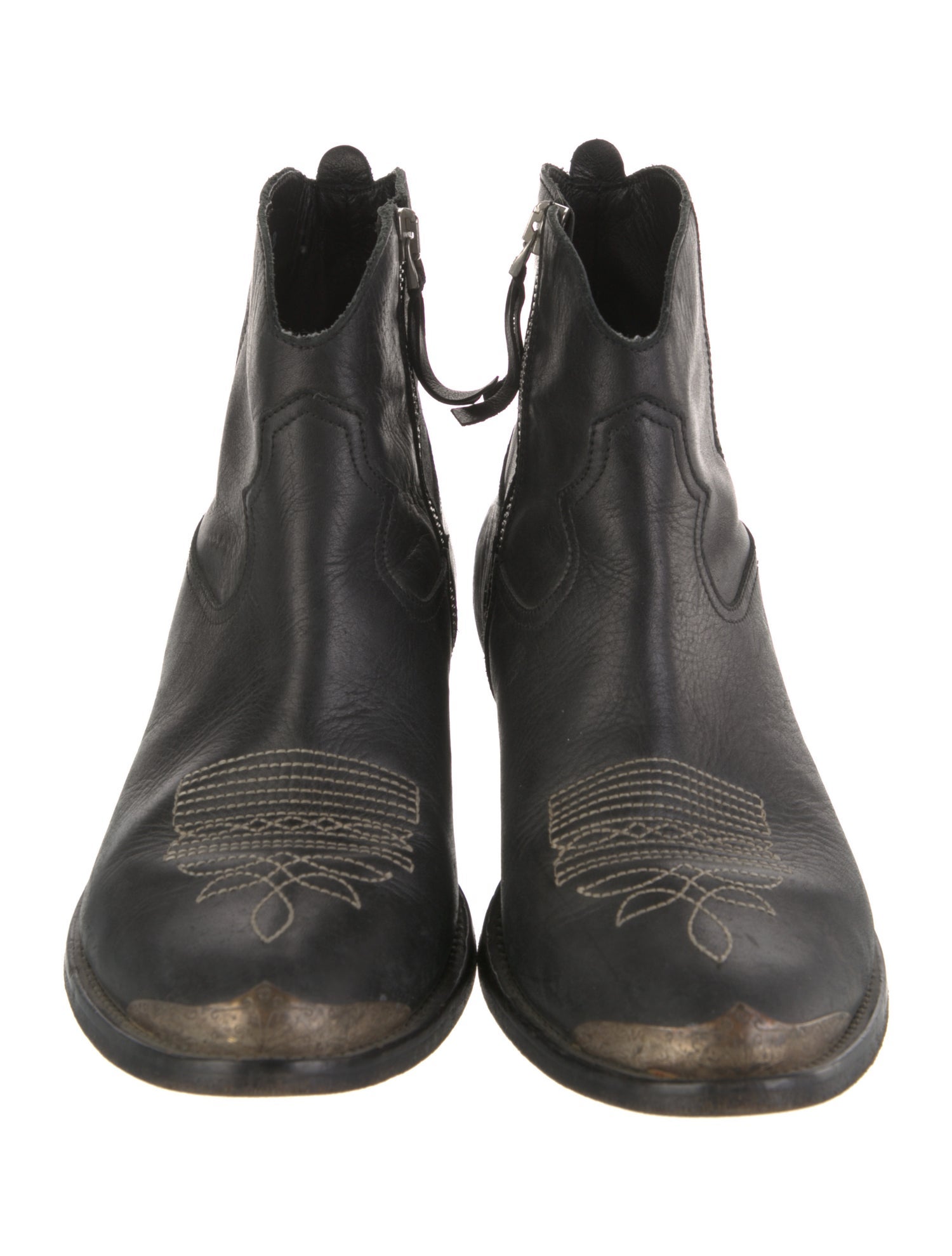 Golden Goose Leather Embroidered Accent Western Boots