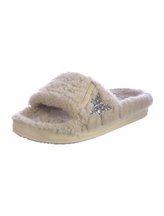 Golden Goose Shearling Glitter Accents Slides