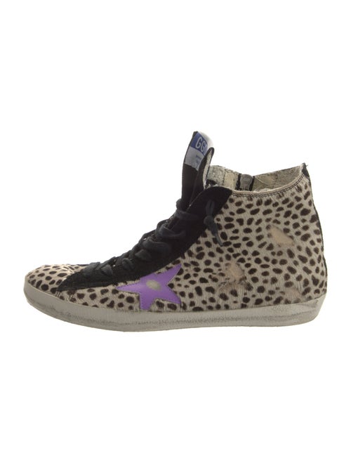 Golden Goose Ponyhair Animal Print Wedge Sneakers