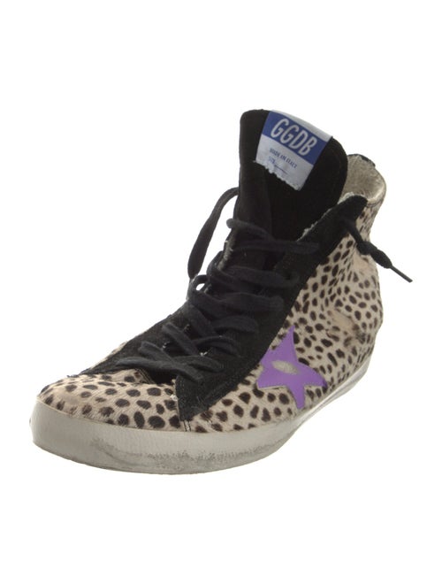Golden Goose Ponyhair Animal Print Wedge Sneakers