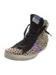 Golden Goose Ponyhair Animal Print Wedge Sneakers