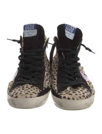 Golden Goose Ponyhair Animal Print Wedge Sneakers