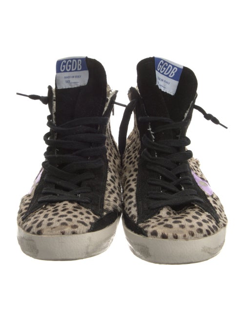 Golden Goose Ponyhair Animal Print Wedge Sneakers