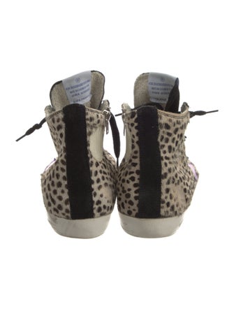 Golden Goose Ponyhair Animal Print Wedge Sneakers