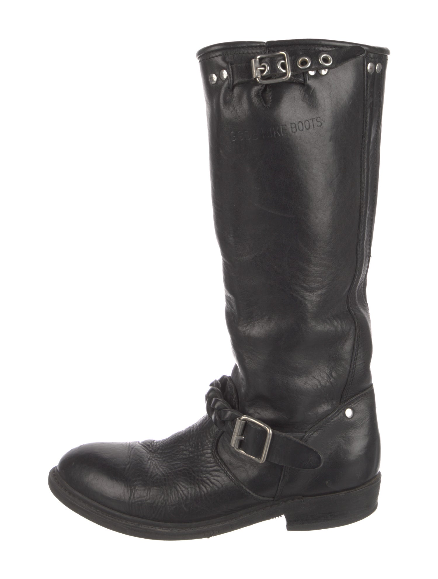 Golden Goose Leather Braided Accents Riding Boots