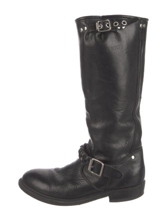 Golden Goose Leather Braided Accents Riding Boots