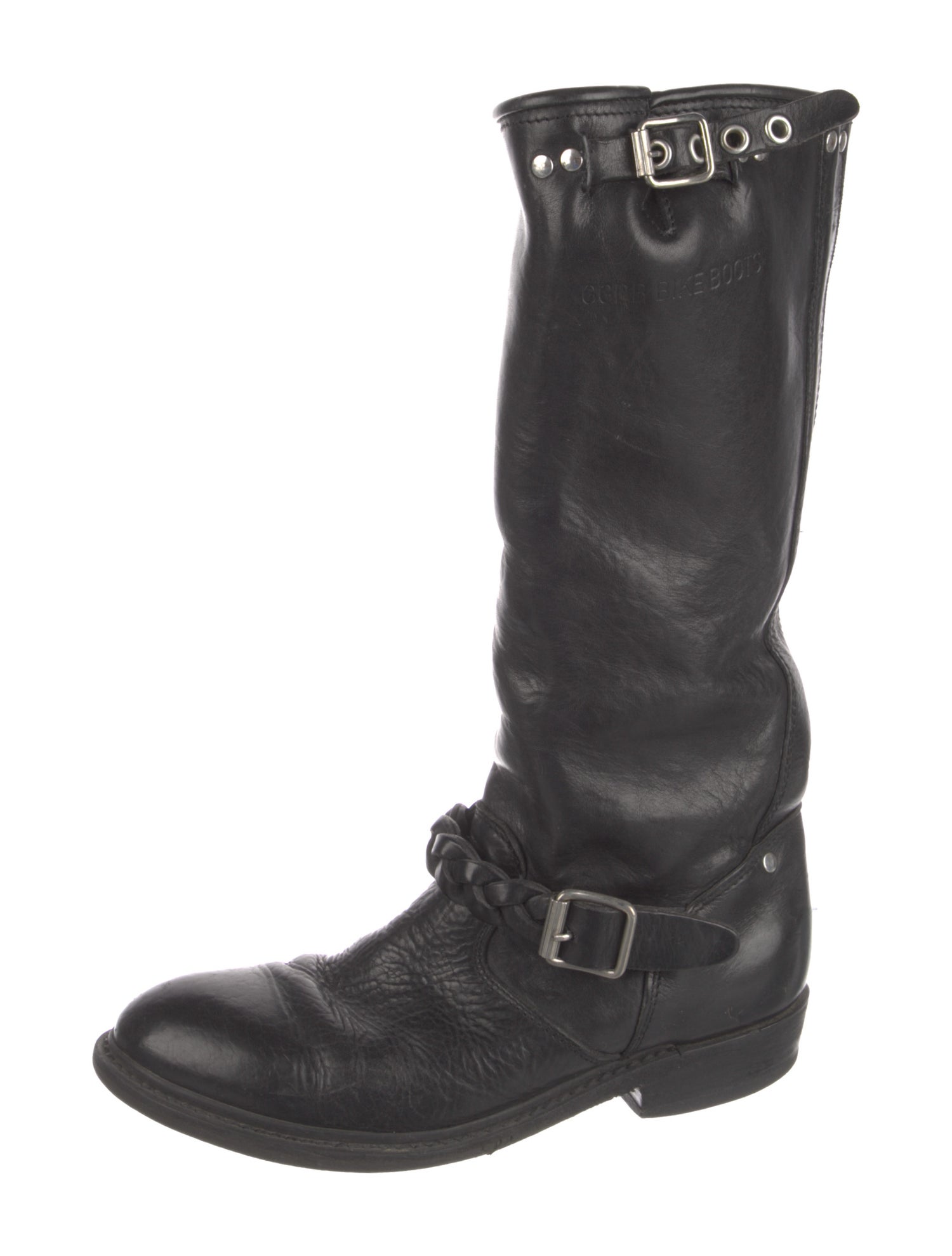 Golden Goose Leather Braided Accents Riding Boots