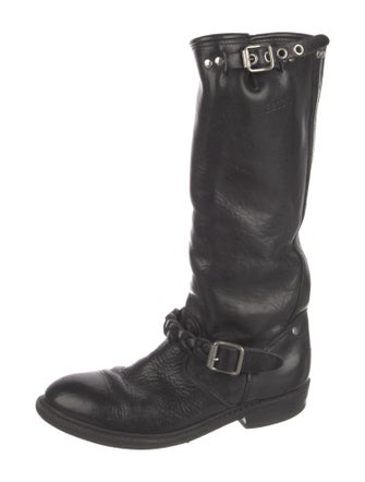 Golden Goose Leather Braided Accents Riding Boots