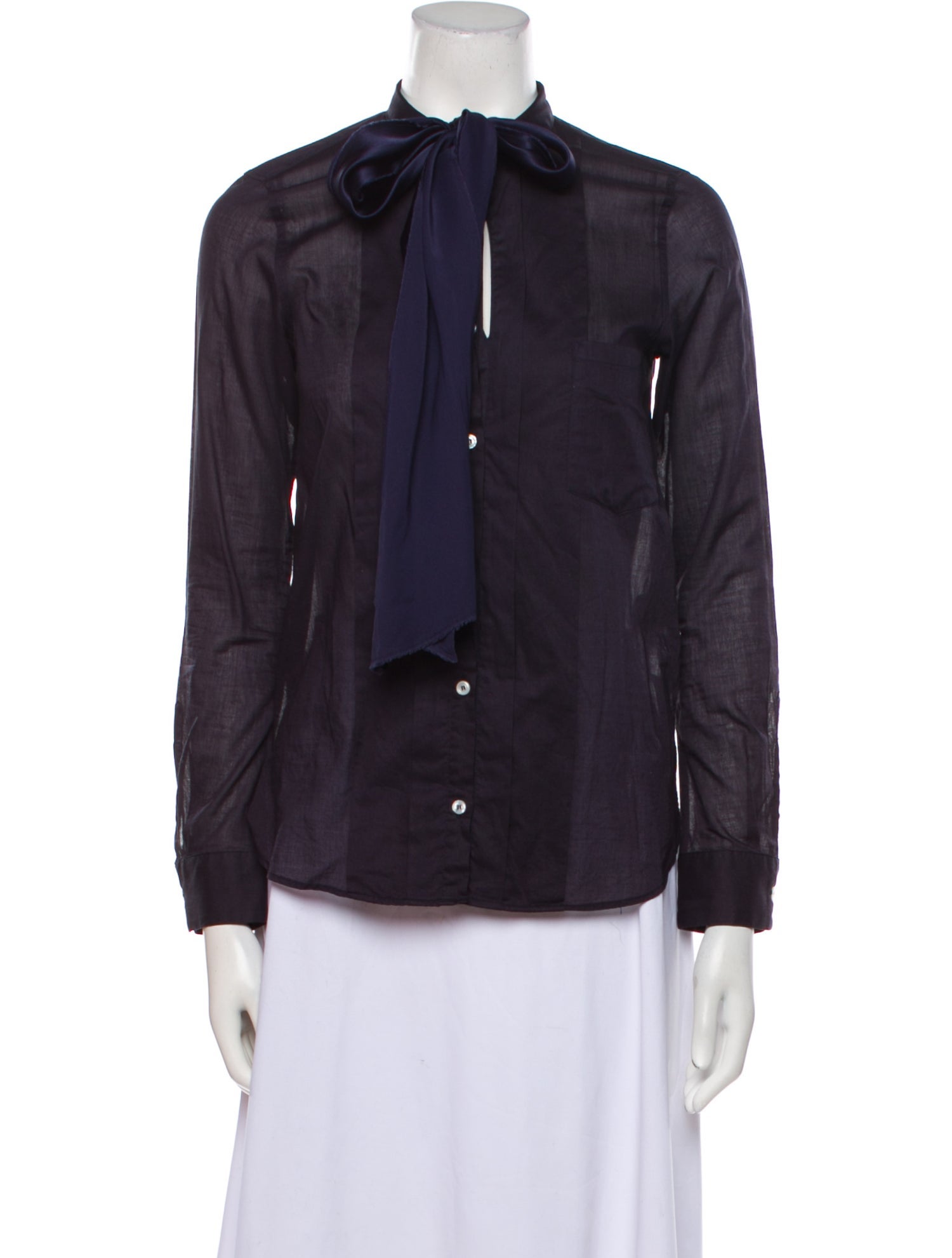 Golden Goose Tie Neck Long Sleeve Button-Up Top