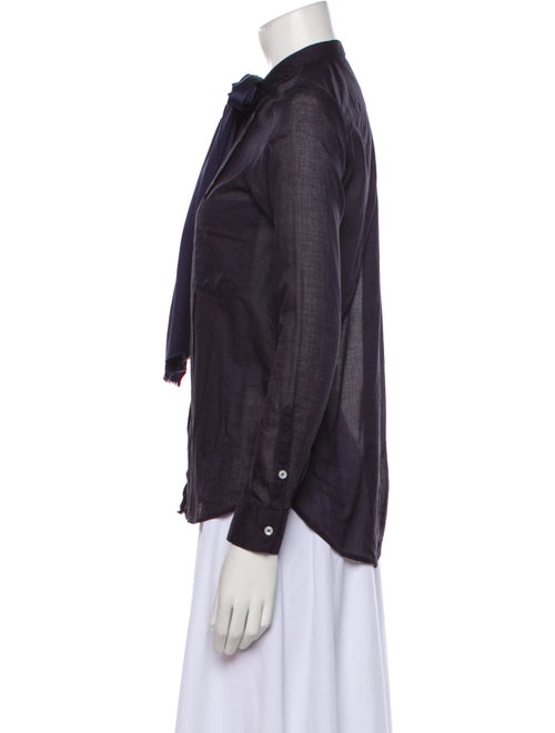 Golden Goose Tie Neck Long Sleeve Button-Up Top