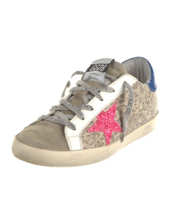 Golden Goose Leather Animal Print Sneakers