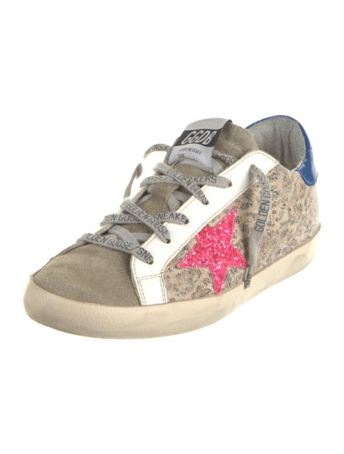 Golden Goose Leather Animal Print Sneakers