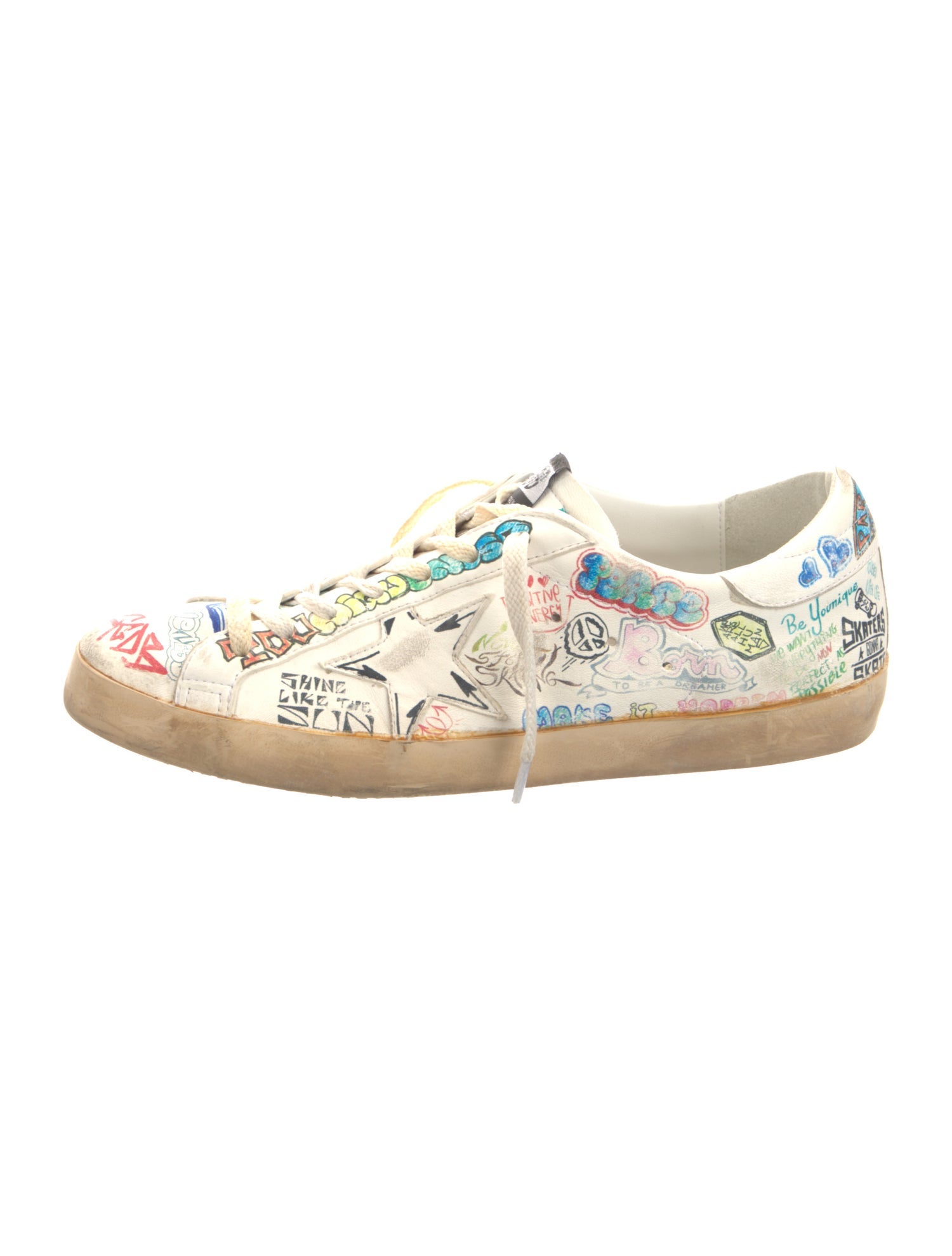 Golden Goose Leather Printed Sneakers