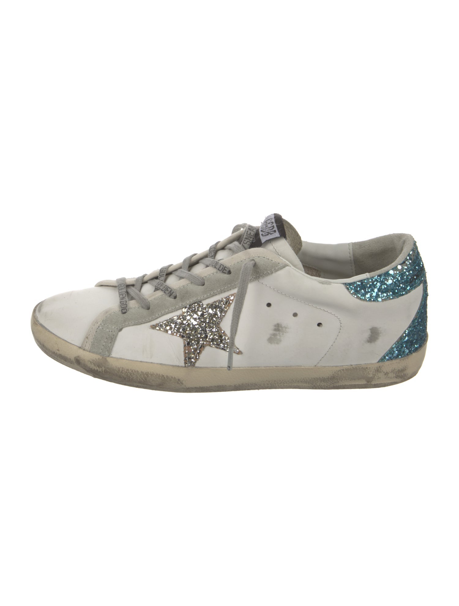 Golden Goose Leather Glitter Accents Sneakers