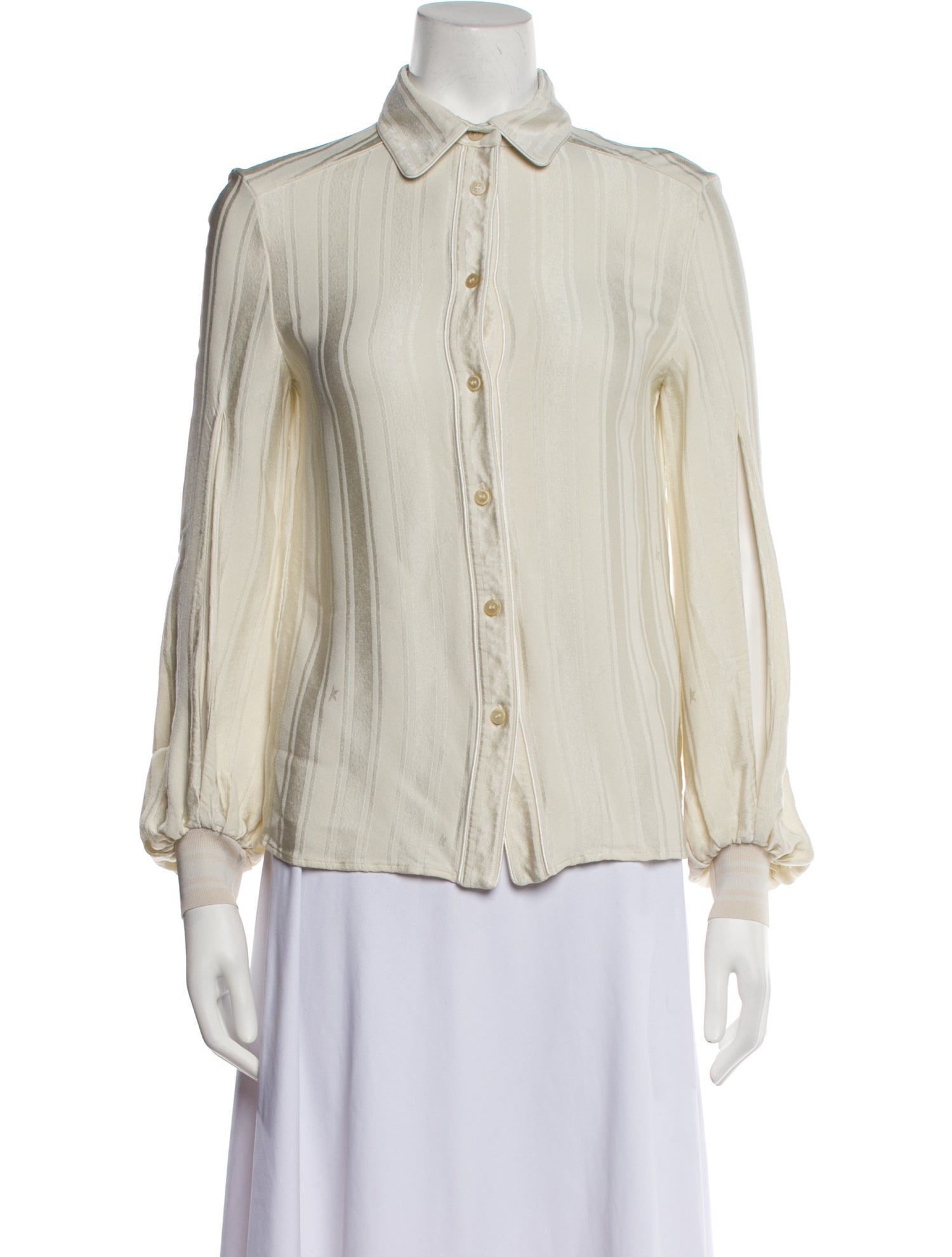 Golden Goose Striped Long Sleeve Button-Up Top