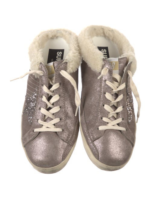 Golden Goose Leather Glitter Accents Sneakers