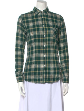 Golden Goose Plaid Print Long Sleeve Button-Up Top