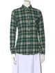 Golden Goose Plaid Print Long Sleeve Button-Up Top