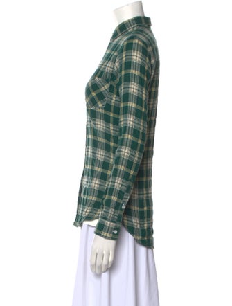 Golden Goose Plaid Print Long Sleeve Button-Up Top